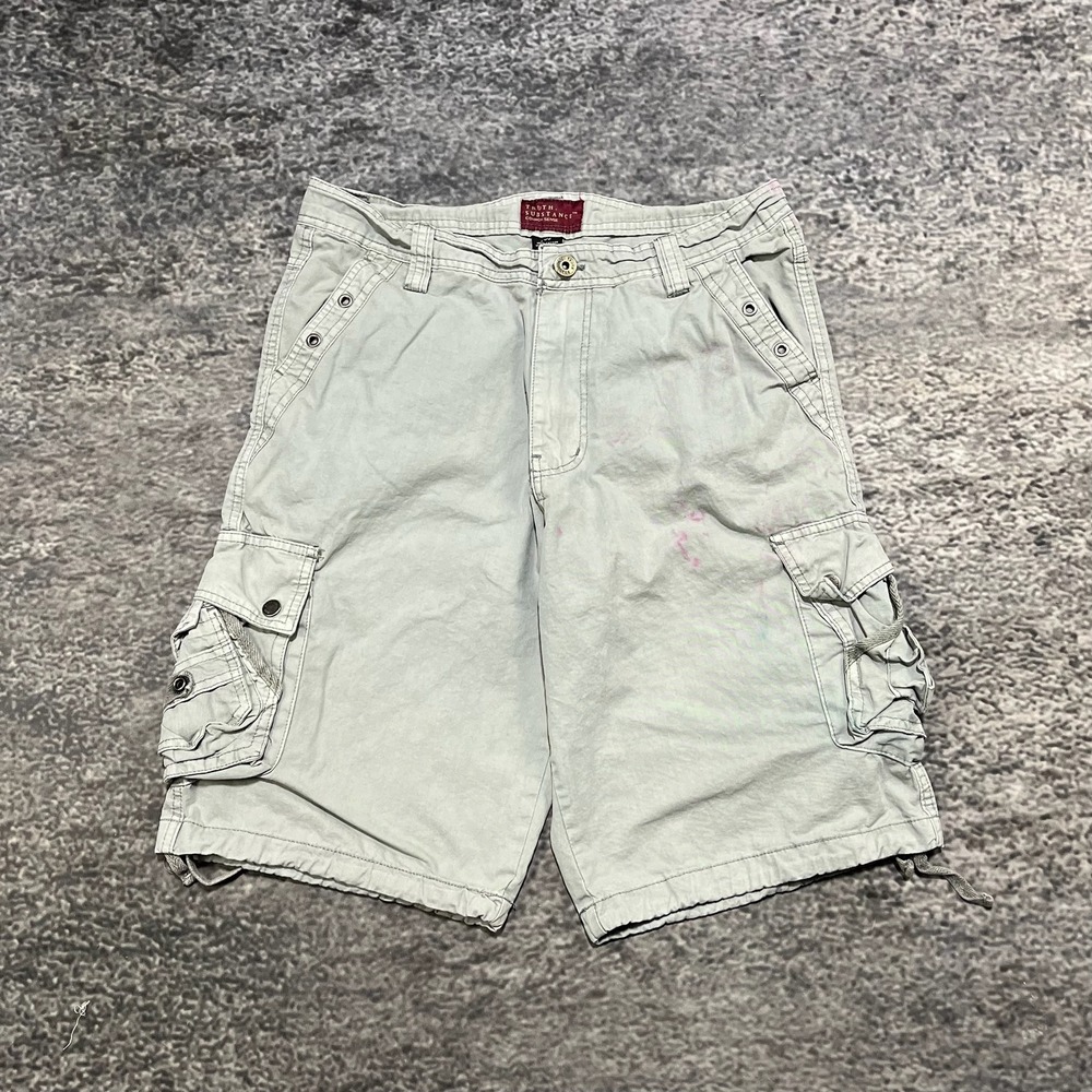 Vintage Truth Substance Cargo Shorts Mens 30‎ Gray Utility Grunge Safari Y2K